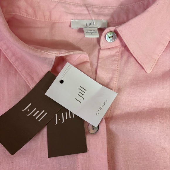 NWT J Jill Linen Blend Pink and Orange Button Down Shirt - Picture 9 of 10